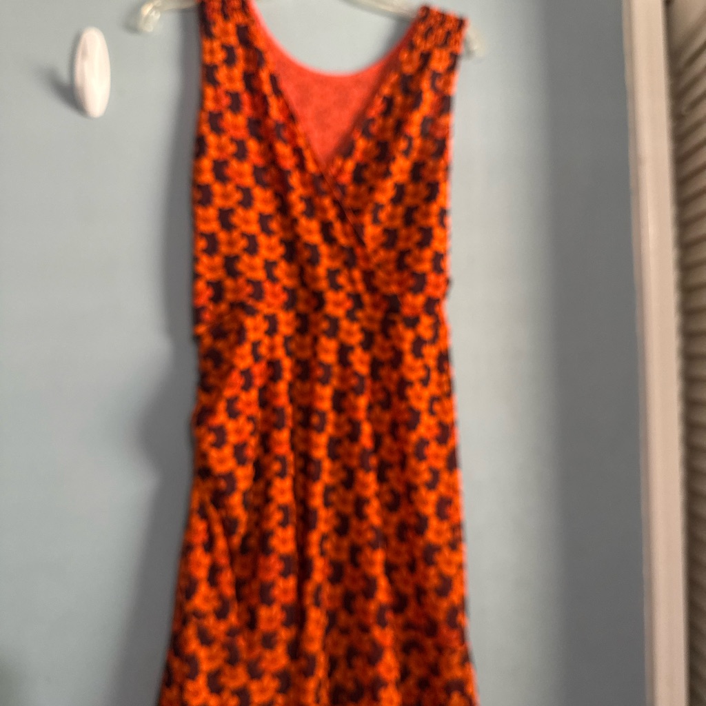 Cabi Orange And Black Floral Midi Dress